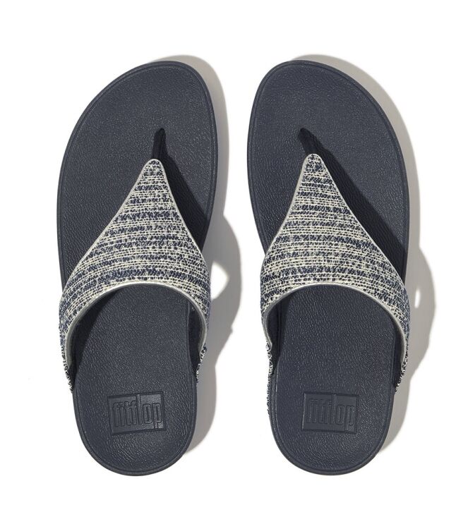 FitFlop Lulu Shimmerweave Toe-Post Sandals midnight navy  FitFlop GO1-442, slippers Direct leverbaar uit de webshop