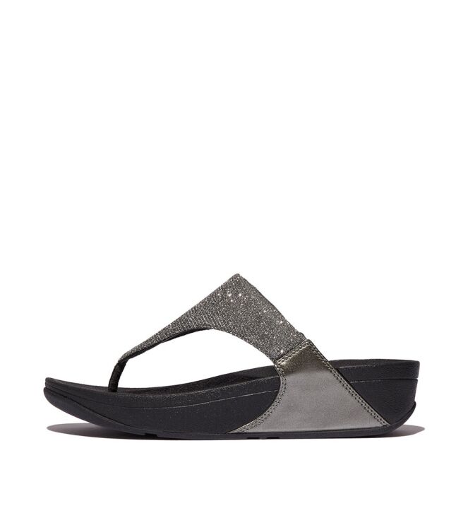 FitFlop Lulu Shimmerlux Toe-Post pewter  FitFlop FZ7-054, slippers Direct leverbaar uit de webshop