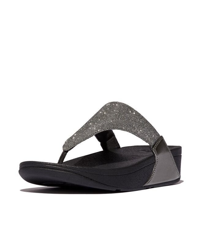 FitFlop Lulu Shimmerlux Toe-Post pewter  FitFlop FZ7-054, slippers Direct leverbaar uit de webshop