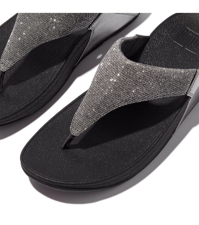 FitFlop Lulu Shimmerlux Toe-Post pewter  FitFlop FZ7-054, slippers Direct leverbaar uit de webshop