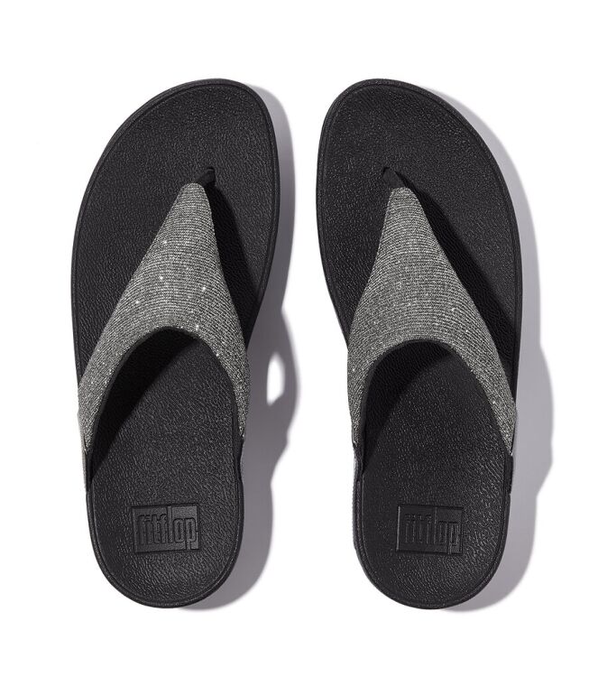 FitFlop Lulu Shimmerlux Toe-Post pewter  FitFlop FZ7-054, slippers Direct leverbaar uit de webshop