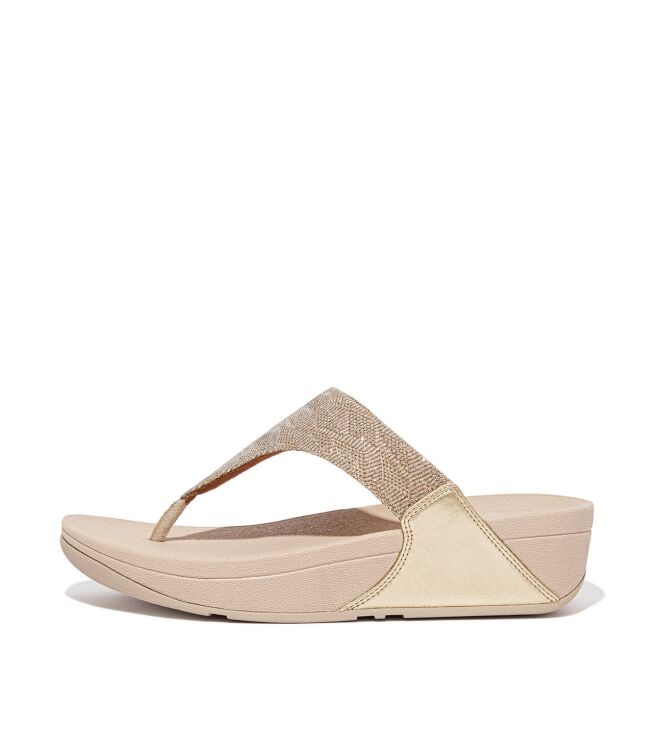 FitFlop Lulu Toe Post Geo Glitz platino FitFlop ET8-675, slippers Direct leverbaar uit de webshop