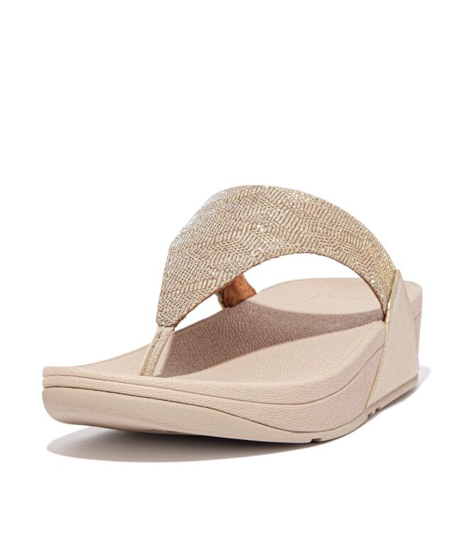 FitFlop Lulu Toe Post Geo Glitz platino FitFlop ET8-675, slippers Direct leverbaar uit de webshop