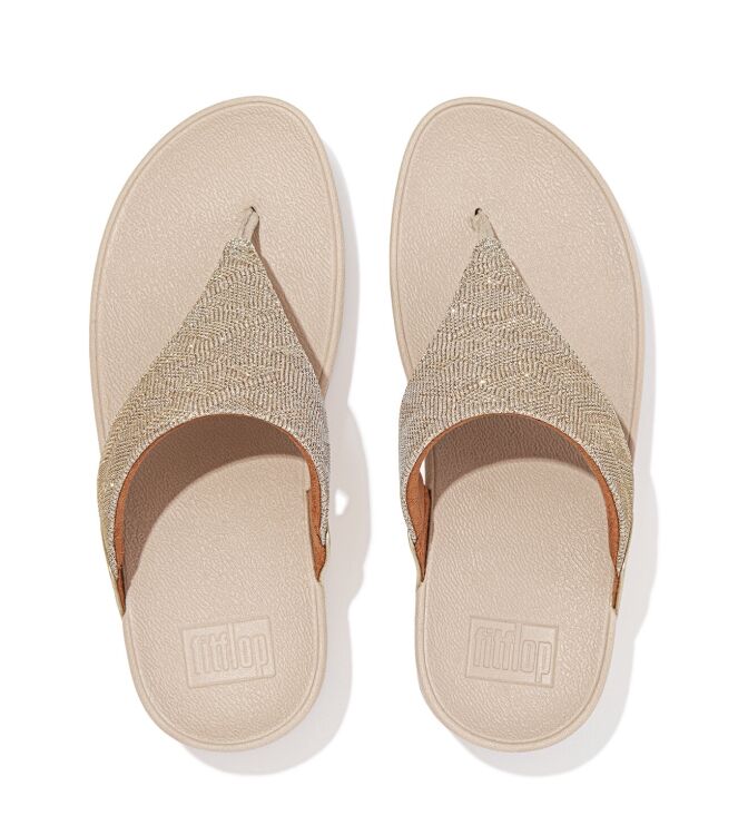 FitFlop Lulu Toe Post Geo Glitz platino FitFlop ET8-675, slippers Direct leverbaar uit de webshop