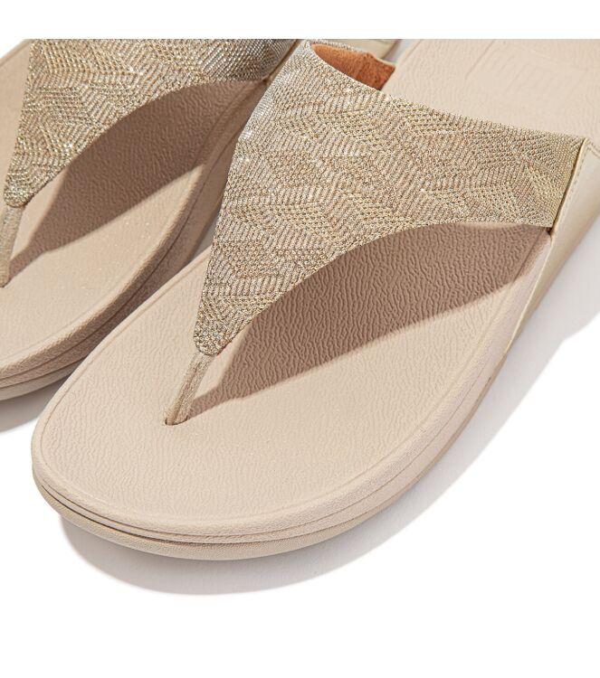 FitFlop Lulu Toe Post Geo Glitz platino FitFlop ET8-675, slippers Direct leverbaar uit de webshop