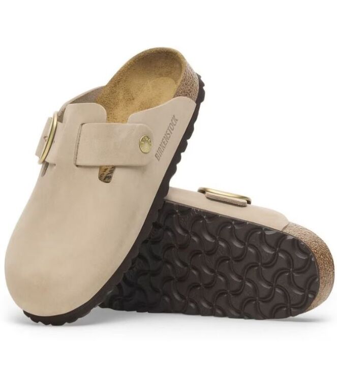 Birkenstock Boston Big Buckle sandcastle  Birkenstock 1028052, slippers Direct leverbaar uit de webshop