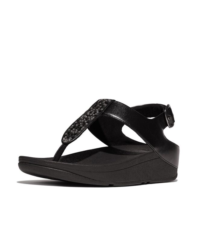 FitFlop Fino Crystal-Mix T-Strap Sandals all black  FitFlop IU5-090, sandalen Direct leverbaar uit de webshop