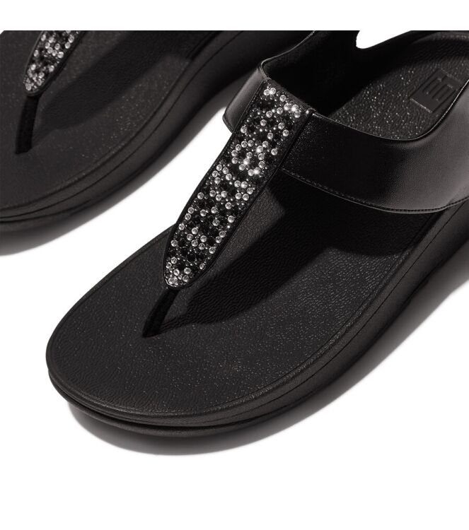 FitFlop Fino Crystal-Mix T-Strap Sandals all black  FitFlop IU5-090, sandalen Direct leverbaar uit de webshop