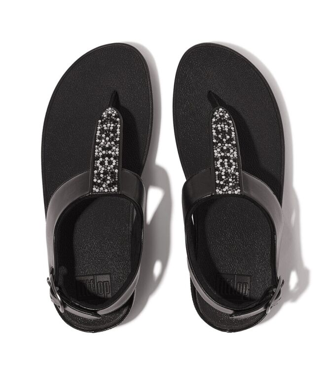 FitFlop Fino Crystal-Mix T-Strap Sandals all black  FitFlop IU5-090, sandalen Direct leverbaar uit de webshop