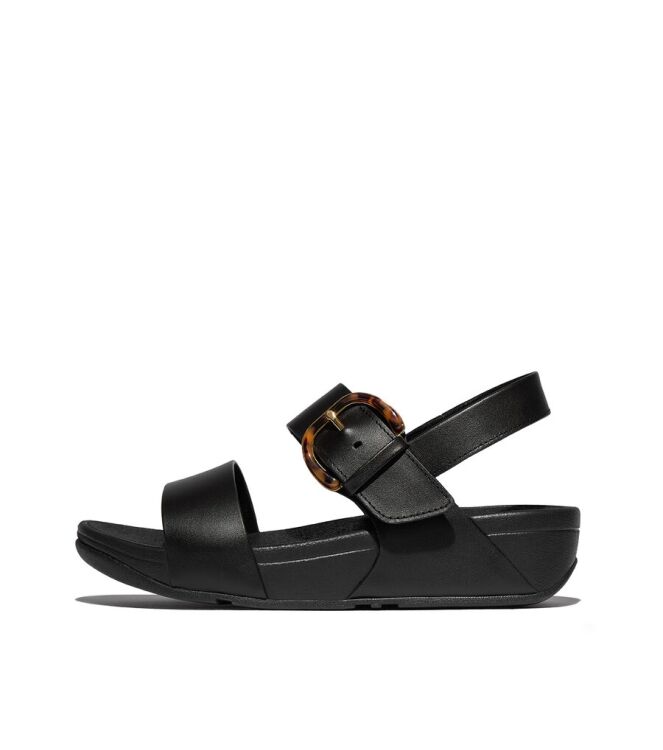 FitFlop Lulu Resin-Buckle Leather Back-Strap all black  FitFlop JE7-090, sandalen Direct leverbaar uit de webshop