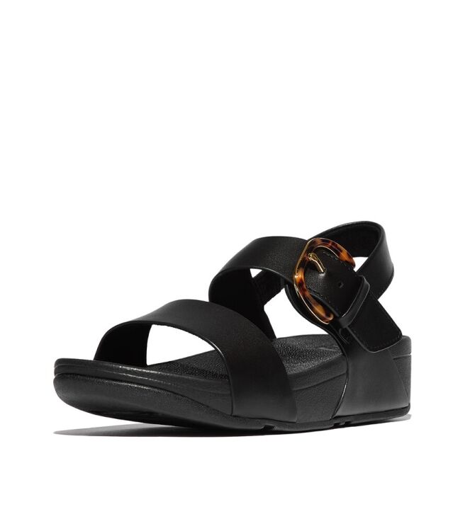 FitFlop Lulu Resin-Buckle Leather Back-Strap all black  FitFlop JE7-090, sandalen Direct leverbaar uit de webshop