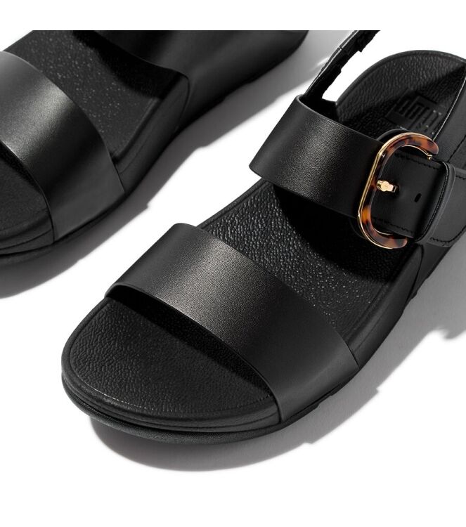 FitFlop Lulu Resin-Buckle Leather Back-Strap all black  FitFlop JE7-090, sandalen Direct leverbaar uit de webshop