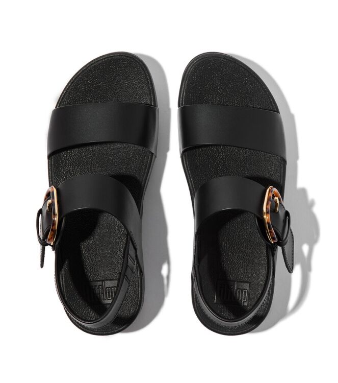 FitFlop Lulu Resin-Buckle Leather Back-Strap all black  FitFlop JE7-090, sandalen Direct leverbaar uit de webshop