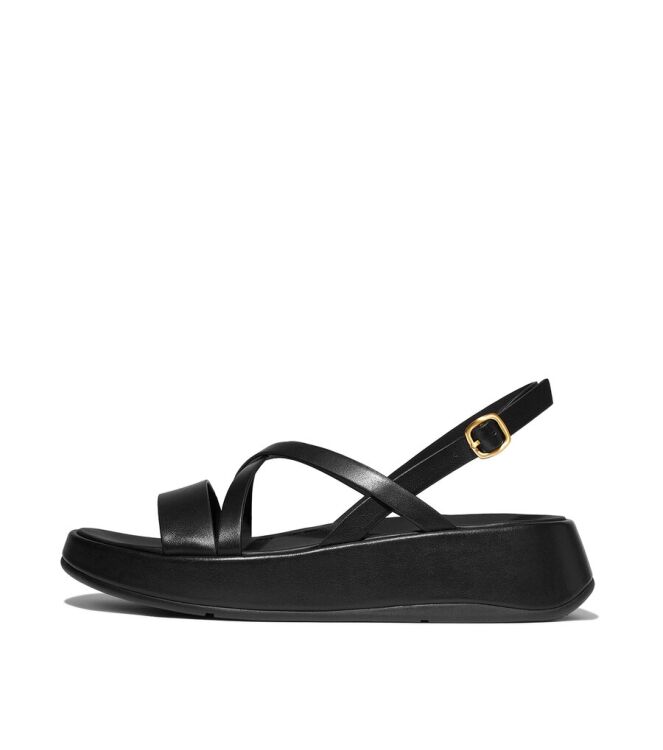 FitFlop F-Mode Leather Flatform Strappy all black  FitFlop IY3-090, sandalen Direct leverbaar uit de webshop