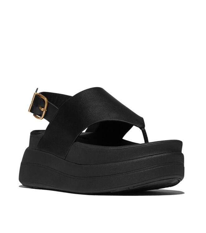FitFlop F-Mode Stack Leather Back-Strap Toe-Post black FitFlop E2G-001, sandalen Direct leverbaar uit de webshop