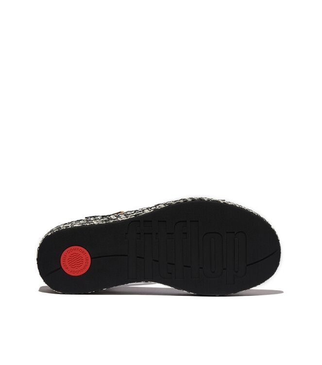 FitFlop Platfforms Woven Wedge Ankle-Strap black  FitFlop JG1-C24, sandalen Direct leverbaar uit de webshop