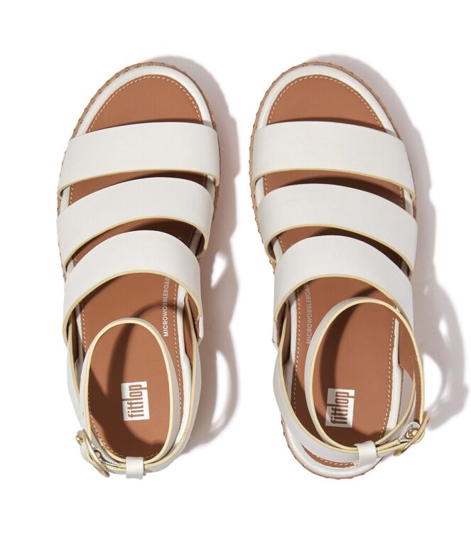 FitFlop FitFlop Eloise Leather/Cork Strappy Wedge Sandals urban white  FitFlop HS7-194, sandalen Direct leverbaar uit de webshop