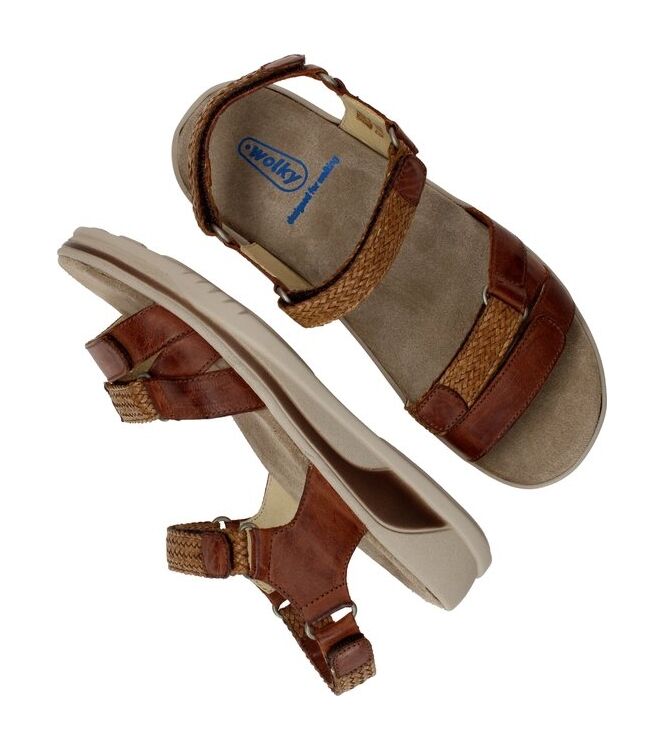 Wolky Acula Softy Wax Leather cognac  Wolky 0105631-430, sandalen Direct leverbaar uit de webshop