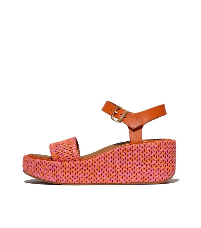 FitFlop Platfforms Woven Wedge Ankle-Strap satsuma  FitFlop JG1-C26, sandalen Direct leverbaar uit de webshop