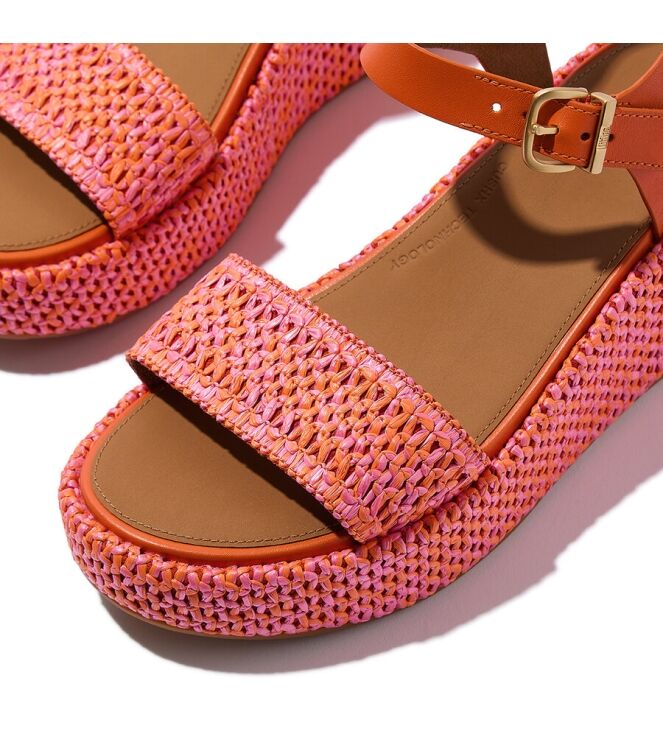 FitFlop Platfforms Woven Wedge Ankle-Strap satsuma  FitFlop JG1-C26, sandalen Direct leverbaar uit de webshop