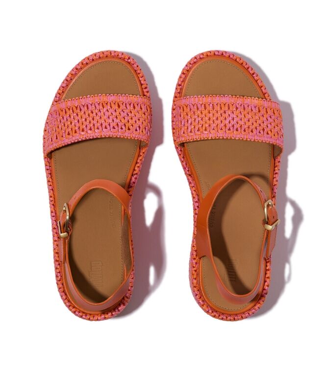 FitFlop Platfforms Woven Wedge Ankle-Strap satsuma  FitFlop JG1-C26, sandalen Direct leverbaar uit de webshop