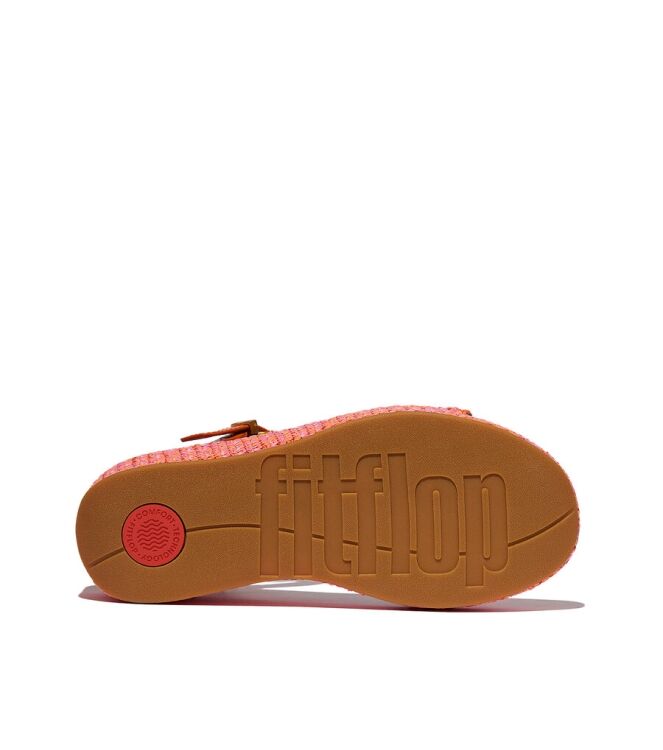 FitFlop Platfforms Woven Wedge Ankle-Strap satsuma  FitFlop JG1-C26, sandalen Direct leverbaar uit de webshop