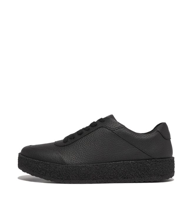 FitFlop Rally Tumbled Leather Crepe Sneakers all black  FitFlop GL9-090, sneakers / veterschoenen Direct leverbaar uit de webshop