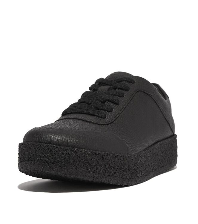 FitFlop Rally Tumbled Leather Crepe Sneakers all black  FitFlop GL9-090, sneakers / veterschoenen Direct leverbaar uit de webshop