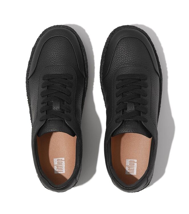 FitFlop Rally Tumbled Leather Crepe Sneakers all black  FitFlop GL9-090, sneakers / veterschoenen Direct leverbaar uit de webshop