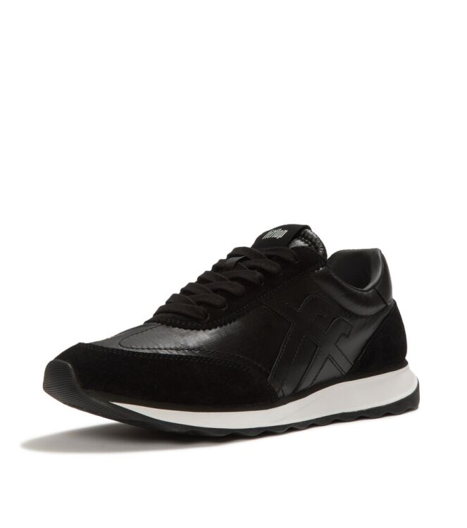 FitFlop Retro-Q FF Metallic- Fabric/Suede Sneakers black FitFlop A5Q-001, sneakers / veterschoenen Direct leverbaar uit de webshop