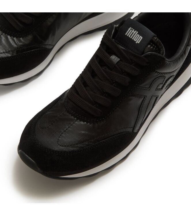 FitFlop Retro-Q FF Metallic- Fabric/Suede Sneakers black FitFlop A5Q-001, sneakers / veterschoenen Direct leverbaar uit de webshop