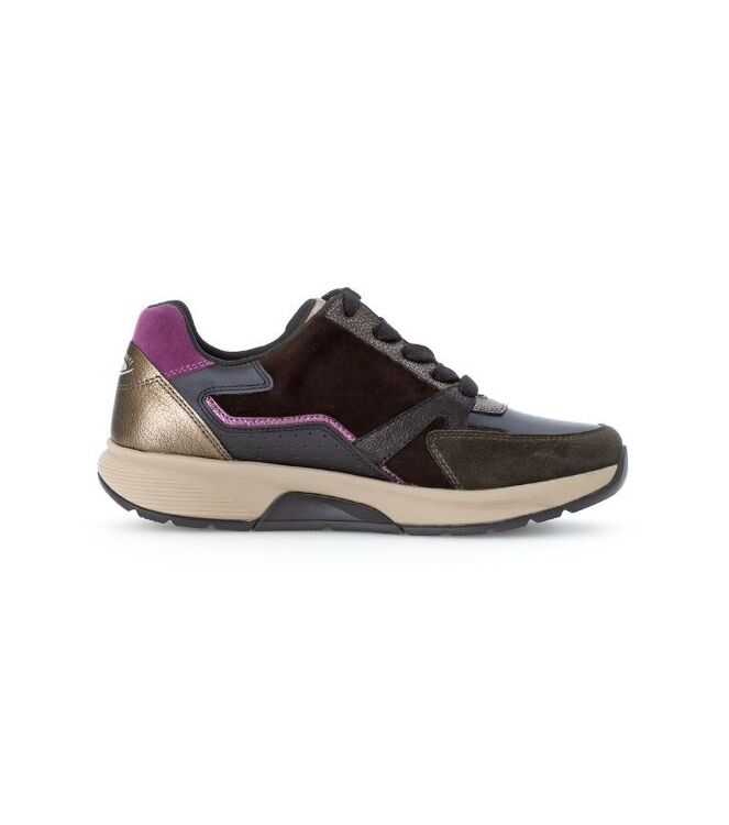 Gabor Rollingsoft 76.878-63 schwarz/choco/berry  Gabor Rollingsoft 76.878-63, sneakers / veterschoenen Direct leverbaar uit de webshop