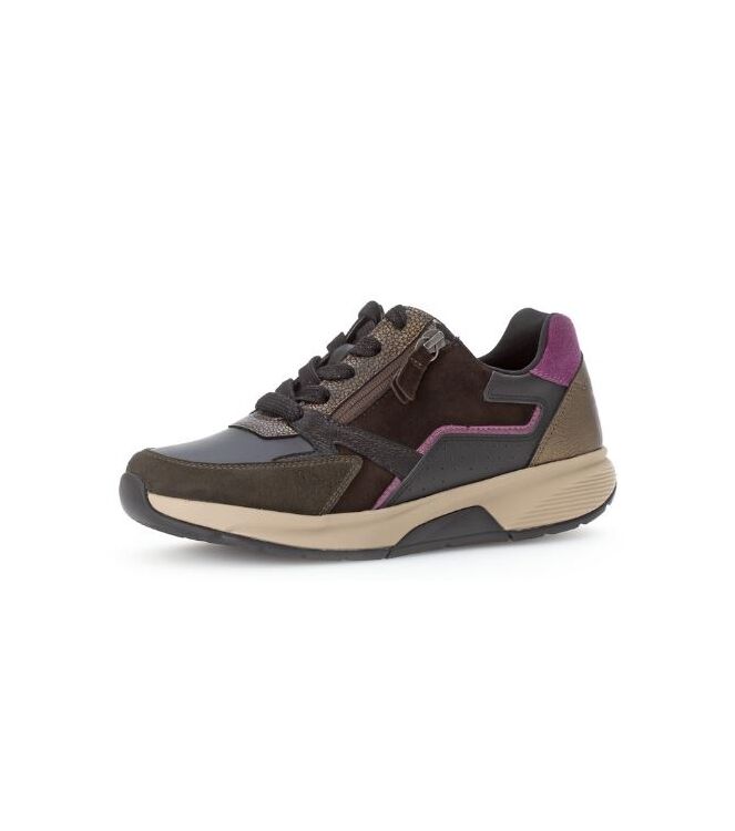 Gabor Rollingsoft 76.878-63 schwarz/choco/berry  Gabor Rollingsoft 76.878-63, sneakers / veterschoenen Direct leverbaar uit de webshop