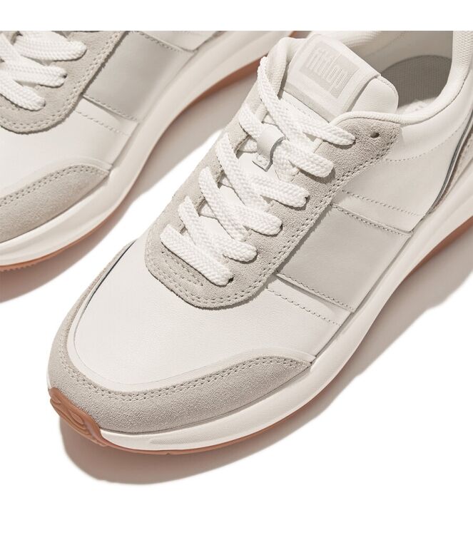 FitFlop F-Mode Flow Sneaker-Leather & Suede mix urban white mix FitFlop HX7-646, sneakers / veterschoenen Direct leverbaar uit de webshop