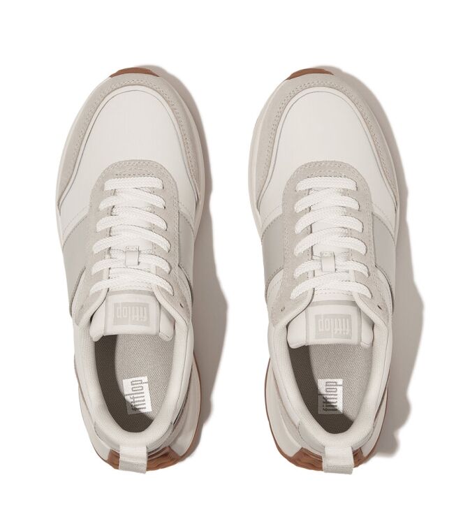 FitFlop F-Mode Flow Sneaker-Leather & Suede mix urban white mix FitFlop HX7-646, sneakers / veterschoenen Direct leverbaar uit de webshop