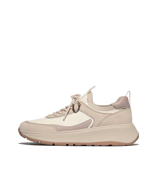 FitFlop F-Mode Flatform Slip-On Laced stone beige  FitFlop IV1-B43, sneakers / veterschoenen Direct leverbaar uit de webshop
