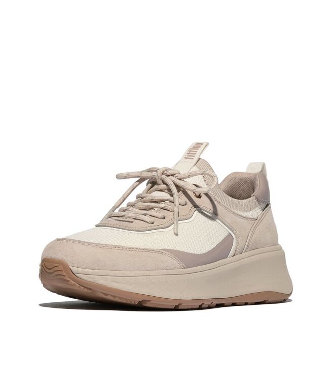 FitFlop F-Mode Flatform Slip-On Laced stone beige  FitFlop IV1-B43, sneakers / veterschoenen Direct leverbaar uit de webshop