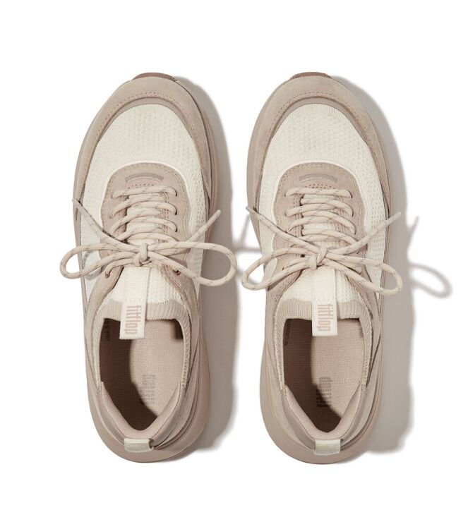 FitFlop F-Mode Flatform Slip-On Laced stone beige  FitFlop IV1-B43, sneakers / veterschoenen Direct leverbaar uit de webshop