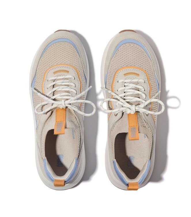 FitFlop F-Mode Flatform Slip-On Laced paris beige  FitFlop IV1-C17, sneakers / veterschoenen Direct leverbaar uit de webshop