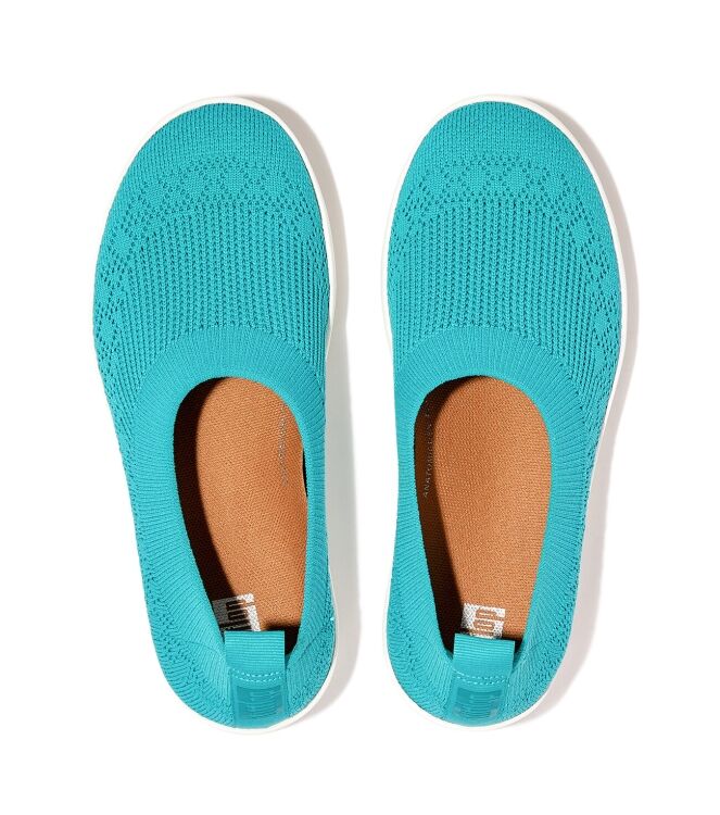 FitFlop Uberknit Slip-On Ballerina tahiti blue  FitFlop H95-A51, Instappers dames Direct leverbaar uit de webshop