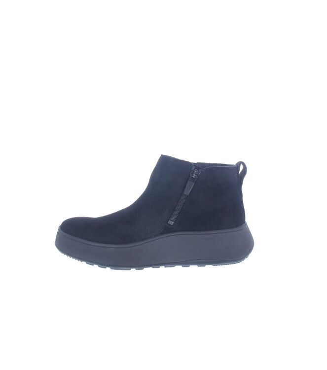 FitFlop F-Mode Suede Flatform Zip Ankle Boots all black  FitFlop GM3-090, laarzen Direct leverbaar uit de webshop
