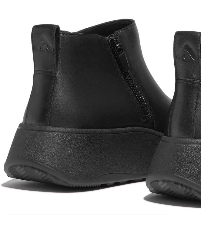 FitFlop F-Mode Leather Flatform Zip Ankle Boots all black FitFlop GM2-090, laarzen Direct leverbaar uit de webshop