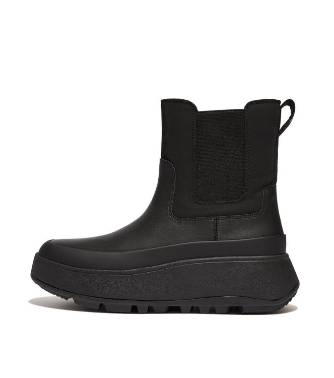 FitFlop F-Mode Water-Resistant Flatform Leather Chelsea all black  FitFlop GL1-090, laarzen Direct leverbaar uit de webshop