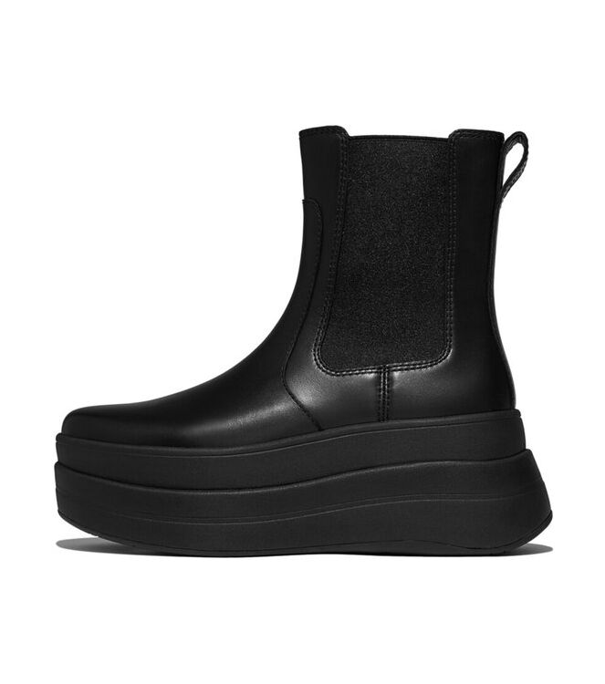 FitFlop F-Mode Stack Leather Chelsea all black FitFlop E2J-090, laarzen Direct leverbaar uit de webshop