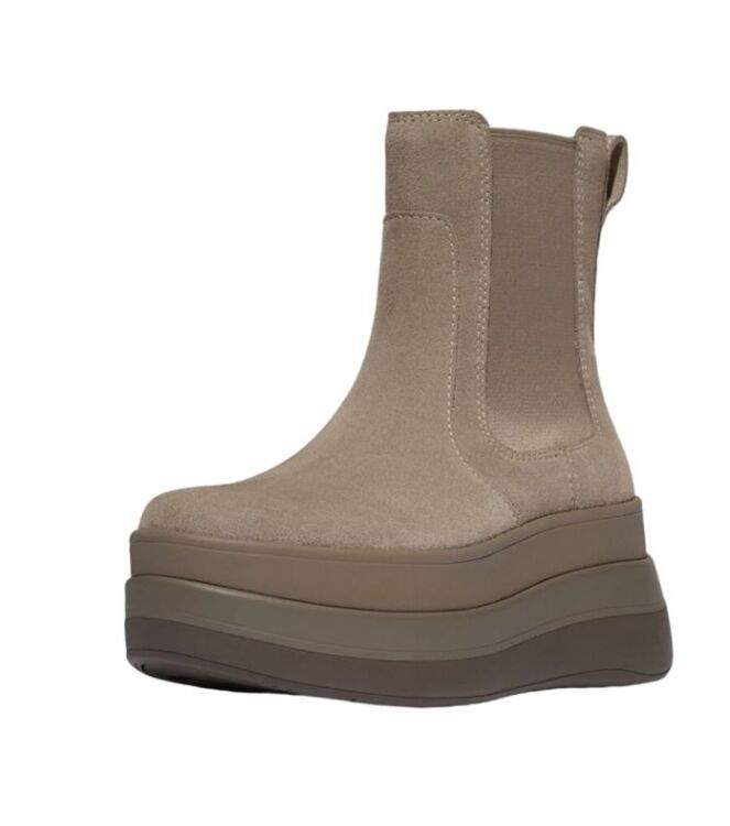FitFlop F-Mode Stack Suede Chelsea taupe FitFlop E2K-076, laarzen Direct leverbaar uit de webshop