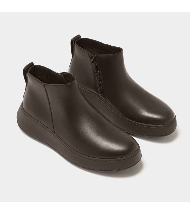 FitFlop F-Mode Leather Flatform Zip Ankle Boots chocolate brown FitFlop GM2-167, laarzen Direct leverbaar uit de webshop