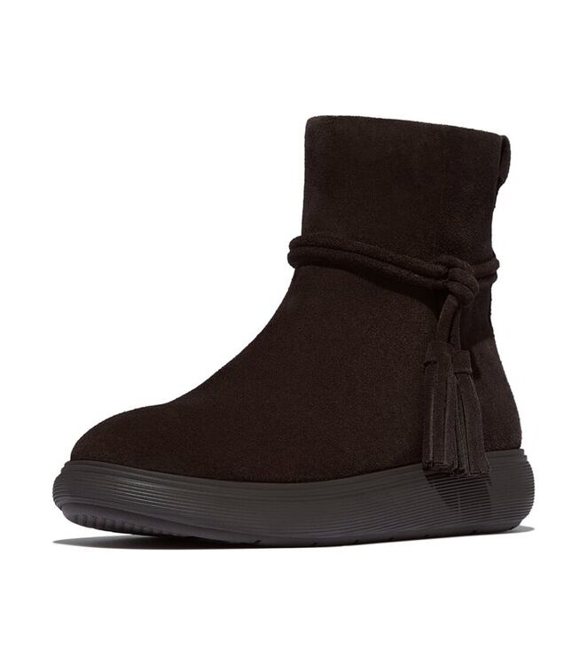 FitFlop Iq-Comff Tassel Suede Short Boots Chocolate Brown FitFlop E3B-167, laarzen Direct leverbaar uit de webshop