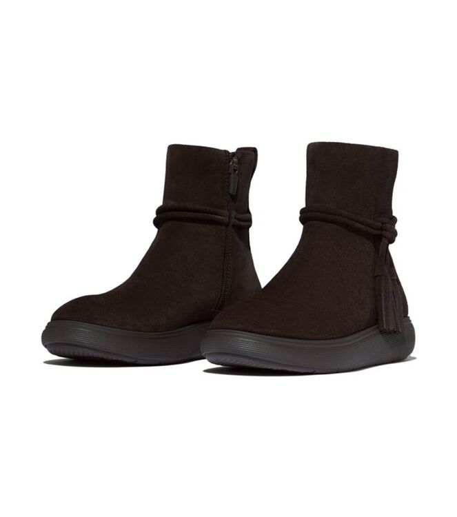 FitFlop Iq-Comff Tassel Suede Short Boots Chocolate Brown FitFlop E3B-167, laarzen Direct leverbaar uit de webshop
