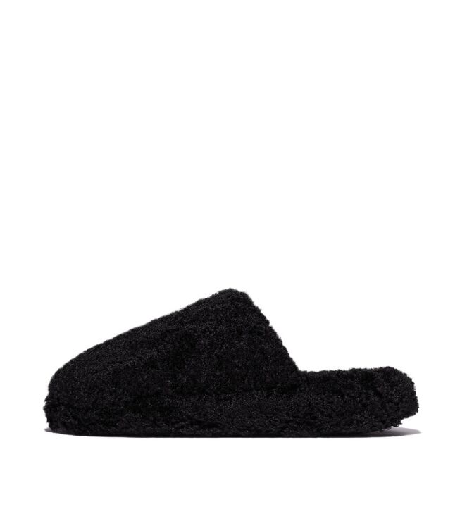 FitFlop Iqushion Wrapped Mule-Teddy all black FitFlop IB3-090, pantoffels muil Direct leverbaar uit de webshop