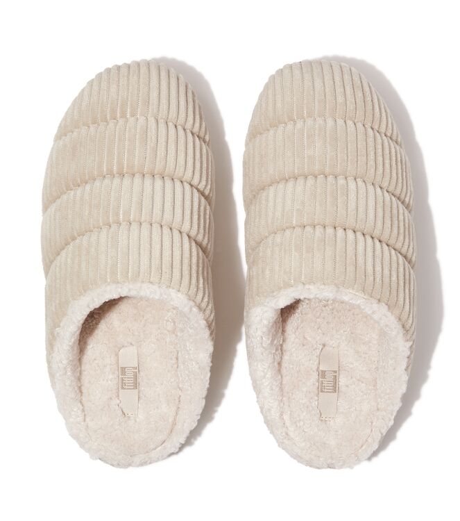 FitFlop Chrissie Fleece ivory  FitFlop GQ3-892, pantoffels muil Direct leverbaar uit de webshop